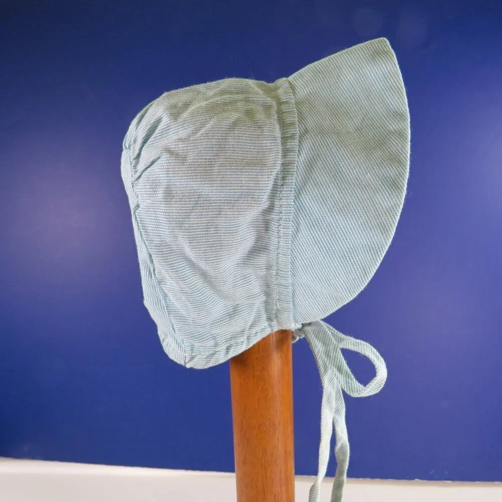 Baby Blue & White Bonnet Pin Stripe  with closed back & elastic neck 11